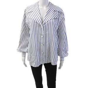 Vivetta Womens Cotton Long Sleeve Stripe Button Up Blouse White Size EUR 42